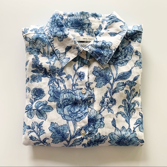 🌸New🌸Rachel Zoe Button Up Blue Floral Shirt Sz S - Picture 10 of 13